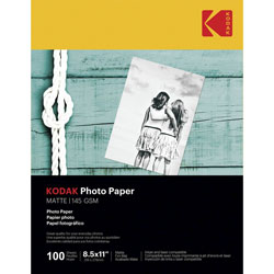Kodak Photo Paper, Matte, Inkjet, 8-1/2 inx11 in , 100/PK, White