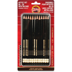 Koh-I-Noor Graphite Pencil Set, 8B-2H, 12/PK, Graphite