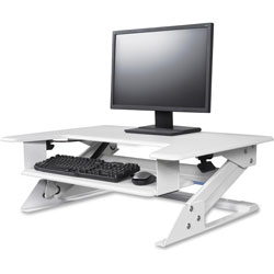 Kantek Sit-To-Stand Desk Riser, 35 in x 24 in x 5-1/4 in, White
