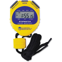 Learning Resources Big Digit Stopwatch, Waterproof, 1/100 Second, Alarm, Yellow