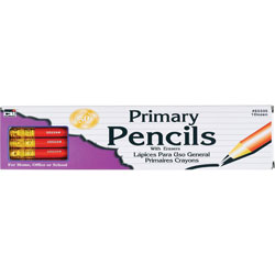 Charles Leonard Primary Pencils w/Erasers, 144/CT, Red