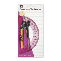 Charles Leonard Compass/Protractor Set, 12" Compass, 6" Plastic Protractor