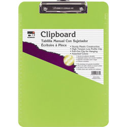 Charles Leonard Plastic Neon Clipboard, Green