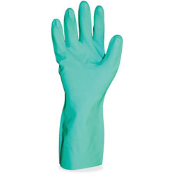 Impact Nitrile Gloves, Flock Lined, 15mil, 12 inL, Large, 12/DZ, Green