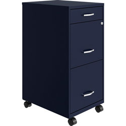 Lorell SOHO Box/File/File Mobile File Cabinet, 14.3 in x 18 in x 26.5 in, 3 x Drawer(s), Navy
