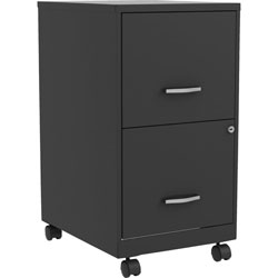 Lorell SOHO File/File 2-Drawer Mobile File Cabinet, 14.3 in x 18 in x 26.5 in, 2 x File Drawer(s), Material: Steel, Finish: Black Laminate, Chrome Handle, Baked Enamel