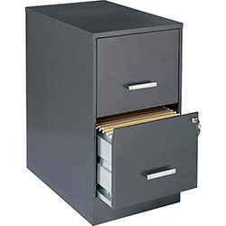 Lorell 22 in 2-Drawer File Cabinet - 14.3 in x 22 in x 26.7 in - 2 x File Drawer(s) - Finish: Metallic Charcoal