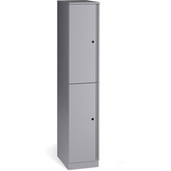 Lorell Trace 18x18 in Double Locker, Key Lock, for Shoes, Jacket, Overall Size 65.9 in x 18 in x 18 in, Metallic Silver, Metal