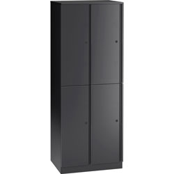 Lorell Trace Quad Locker, 1 Shelve(s), Key Lock, for Shoes, Jacket, Overall Size 65.9 in x 24 in x 18 in, Black, Metal