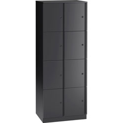 Lorell Trace Double-Wide Eight-Door Locker, Key Lock, for Wallet, Shoes, Appointment Book, Overall Size 65.9 in x 24 in x 18 in, Black, Metal