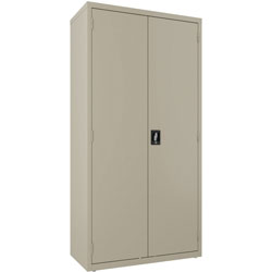 Lorell Steel Wardrobe Storage Cabinet, 36 in x 18 in x 72 in, 2 x Shelf(ves), Putty, Steel, Recycled