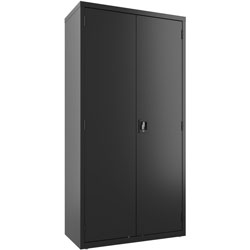 Lorell Steel Wardrobe Storage Cabinet, 36 in x 18 in x 72 in, 2 x Shelf(ves), Black, Steel, Recycled