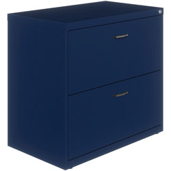 Lorell SOHO Arc Pull Steel Lateral File, 30 in x 17.6 in x 27.8 in, 2 x Drawer(s), Navy