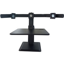 Lorell Deluxe Light-Touch 3-Monitor Desk Riser, Up to 32 in Screen Support, 35 in Height x 26 in Width x 27.3 in Depth, Desk, Black