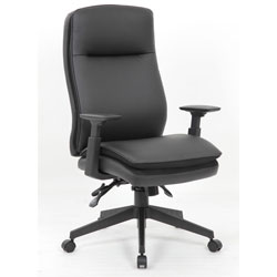 Lorell Premium Vinyl High-back Executive Chair, 5-star Base, Vinyl, 20 in Seat Width x 18.50 in Seat Depth, 27 in Width x 29 in Depth x 47 in Height, 1 Each