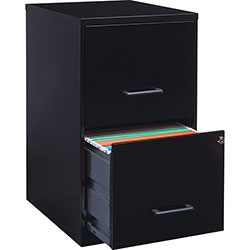 Lorell SOHO 18 in 2-Drawer File Cabinet - 14.3 in x 18 in x 24.5 in - 2 x File Drawer(s) - Finish: Black