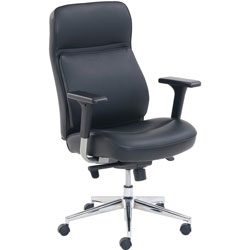 Lorell Multifunctional Executive Chair, Black, Bonded Leather, 21.75 in Seat Width, 28.5 in Width x 30.8 in Depth x 46.8 in Height, 1 Each