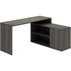 Lorell L-Shape Workstation with Cabinet - L-shaped Top - 29.25 in Height x 60 in Width x 47.25 in Depth - Assembly Required - Weathered Charcoal, Laminated - Particleboard