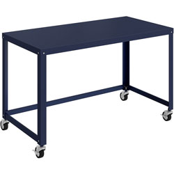 Lorell Mobile Desk - Rectangle Top - 48 in Table Top Length x 24 in Table Top Width - 30 in Height - Assembly Required - Navy - Steel