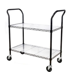 Lorell 2-Tier Mobile Cart, Locking Casters, 48 inWx18 inLx39 inH, Black