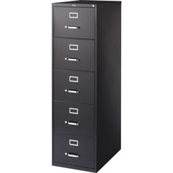 Lorell Vertical File, 5-Drawer, Legal, 18 in x 26-1/2 in x 61 in, Black