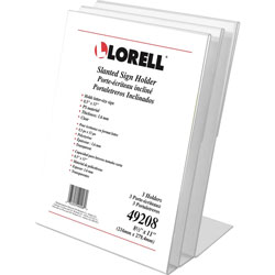 Lorell L-base Slanted Sign Holder Stand, Support 8.50 in x 11 in Media, Acrylic, 1 / Pack, Clear