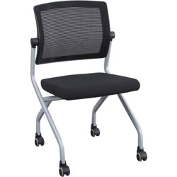 Lorell Armless Mesh Back Training Chair, Plywood, Foam, Fabric Seat, Nylon, Plastic Back, Metal Frame, Black, 20.5 in Width x 21.5 in Depth x 33.8 in Height, 2 / Carton