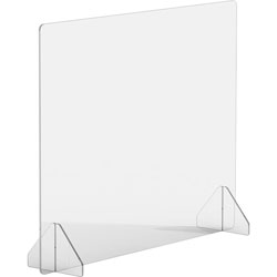 Lorell Social Distancing Barrier, 30 in Width x 7 in Depth x 24 in Height, 1 Each, Clear, Acrylic