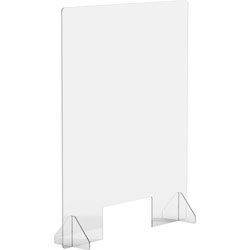 Lorell Social Distancing Barrier w/Cutout, 30 in Width x 7 in Depth x 36 in Height, 1 Each, Clear, Acrylic