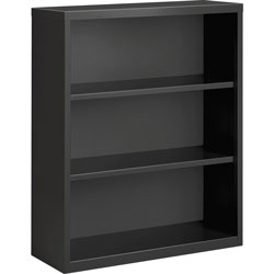 Lorell Bookcase, 3-Shelf, Steel, 34-1/2 inx12-5/8 inx30 in, Charcoal