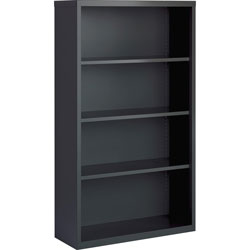 Lorell Bookcase, 4-Shelf, Steel, 34-1/2 inx12-5/8 inx30 in, Charcoal