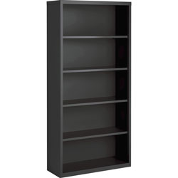 Lorell Bookcase, 5-Shelf, Steel, 34-1/2 inx12-5/8 inx30 in, Charcoal