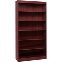Lorell 5 Shelf Veneer Panel Bookcase, 36"Wx12"Dx72"H, Mahogany