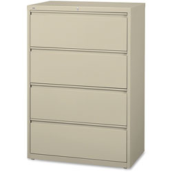 Lorell 4 Drawer Metal Lateral File Cabinet, 44 inx21.5 inx57.75 in, Beige