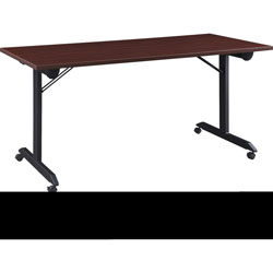 Lorell Rectangle Top - Powder Coated Base x 63 in Table Top Width - 29.50 in Height x 63 in Width x 29.50 in Depth, Assembly Required, Brown