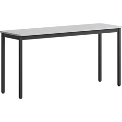 Lorell Utility Table - Gray Rectangle, Laminated Top - Powder Coated Black Base x 59.88 in Table Top Width x 18.13 in Table Top Depth - 30 in Height - Assembly Required - Melamine Top Material