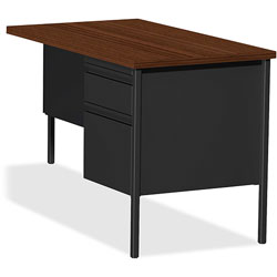 Lorell Single Pedestal Desk, RH, 42 in x 24 in x 29-1/2 in, Black Walnut