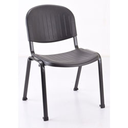 Lorell Low Back Stack Chair - Polypropylene Seat - Polypropylene Back - Low Back - Four-legged Base - Black - 4 / Carton