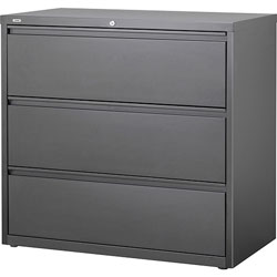 Lorell Lateral File, 3-Doorawer, 36 in x 18-5/8 in x 40-1/8 in, Charcoal