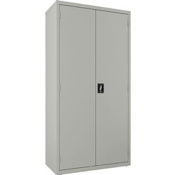 Lorell Double Door Wardrobe, Lockable, 36 inWx18 inLx72 inH, Light Gray