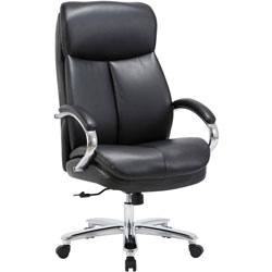 Lorell Executive Leather Big & Tall Chair, Bonded Leather Seat, Black Bonded Leather Back, Black, 28.5 in Width x 30.8 in Depth x 48 in Height, 1 Each