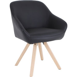 Lorell Natural Wood Legs Modern Guest Chair, Four-legged Base, Black, 25.4 in Width x 24 in Depth x 33.5 in Height, 1 Each