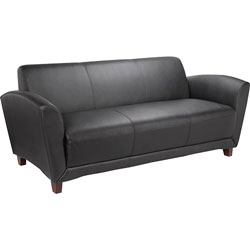 Lorell Bonded Reception Sofa, 75 in x 34-1/2 in x 31-1/4 in, Lthr/BK