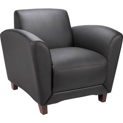Lorell Bonded Reception Chair, 36 in x 34-1/2 in x 31-1/4 in, Lthr/BK