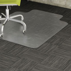 Lorell Low Pile Rectangular Chairmat, Wide 45 inx53 in, Lip 25 inx12 in, Clear