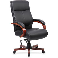 Lorell High Back Executive Chair, 27 in x 31 in x 47 in, Black/Cherry