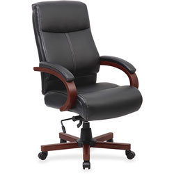 Lorell High Back Executive Chair, 27 in x 31 in x 47 in, Black/Mahogany