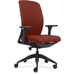 Lorell High-back Chair, 6-Way Adjustable Arms, 26-1/2 in x 25 in x 47 in, Black/Orange