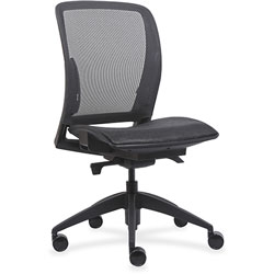 Lorell Mid-back Chair, Mesh Seat & Back, 26-1/2 in x 25 in x 45 in, Black
