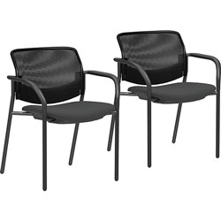 Lorell Guest Chair, Mesh Back, 26-1/2 in x 27-1/2 in x 40 in, Black